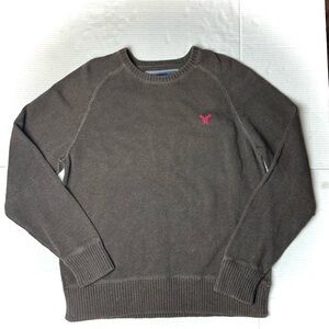 American Eagle Mens XL Brown‎ Logo Sweater Long Sleeve Crew Neck 100% Cotton